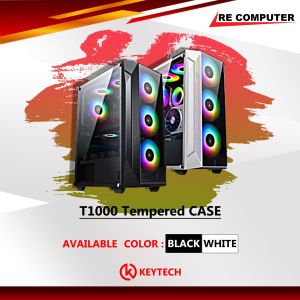 Keytech t1000 white Tempered Glass Gaming Desktop pc case