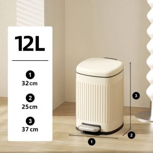 6L/8L/12L/20L/32L Stainless Steel Trash Can Foot-on Garbage Can with Lid Household Pedal Refuse Bin Kitchen Waste Bin Foot Pedal Sorting Bins