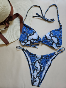 SHE-IN PREMIUM QUALITY SWIMWEAR / TWO PIECE BIKINI / ADJUSTABLE STRAP / BLUE / MEDIUM