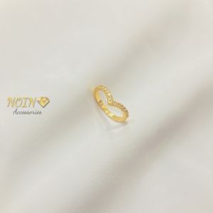 Noin Cincin Wanita Fuji Zircon Perhiasan Elegan SImple Mewah Cantik Lapis Emas