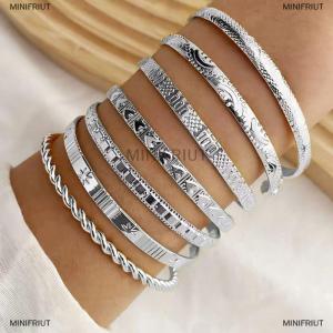 [COD] MINIFRIUT 7Pcs Set Fashion Elegant Rhombus Heart Twist Design Smooth Bracelets Set For Women Jewelry Accessries Gift