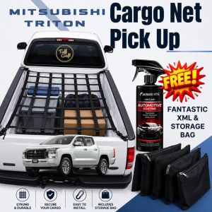 Mitsubishi Triton Pickup Cargo Net Heavy Duty Adjustable Truck Bed Net Luggage & Cargo Holder for Pickup Trucks