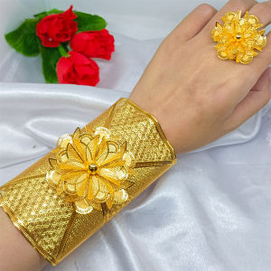 Besar Gelang Kendari Terbaru Dubai India Wajah Lebar Bangle Bracelet Lapis Emas 24K Wanita Desain Motif Xuping Gelang Bangkok Perhiasan Aksesoris