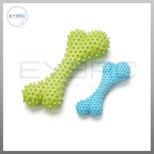 High Quality Durable Rubber Pet Bone Chewing Toy for Dogs - Green & Blue Spiky Chew Toys for Playtime Fun