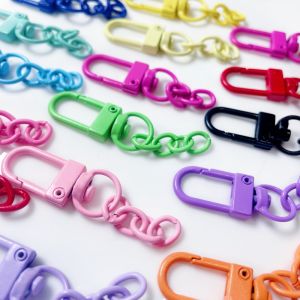 10/20pcs Keyring Lobster Clasp Spring Buckle With Chains Colored Keychains For Diy Jewelry Making Key Ring Hooks Bags Buckle2026