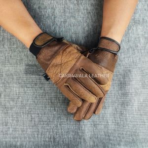 Sarung Tangan Motor Kulit Full Jari Natural Spinil