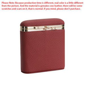 Royal Bagger Solid Color Kiss Lock Coin Purse Fashionable Small Lipstick Holder Genuine Leather Pouch with Mirror 1800