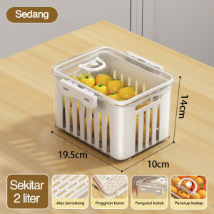 【BELI LOKAL】Dejavu Keranjang Buah Storage Box Pengering Sayuran Saringan Serbaguna Kotak Penyimpanan Food Storage Buah Sayuran di Kulkas Multifungsi Kotak Tempat penghemat anti berantakan HLB405