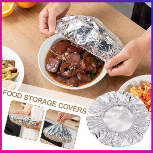 Happy Everyday.you 50 Pieces Aluminum Foil Food Cover Insulation Meal Lid Fresh Keeping Wrap Elastic Design Tahan Panas Reusable Rumah Tangga Kitchen Travel