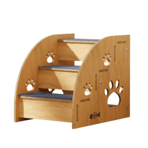 OUTOPEN Sturdy Wooden Dog Stairs Non-Slip Safety Railing Pet Steps Pet Ramp Removable Pet Climbing Ladder Helping Climb