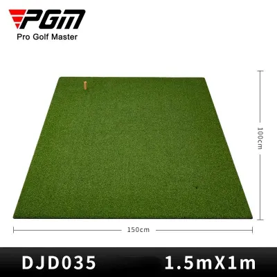 PGM Golf Mat 1.5mx1m Portable with Rubber Tee Seat Realistic Turf Putter Mat Outdoor Sports Golf Training Turf Mat Indoor Office DJD035