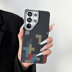 For MagSafe Colorful Checkered Carbon Fiber Phone Case for Samsung S23 S24 S25 S26 Ultra Built-in Magnetic Wireless Charge Cover
