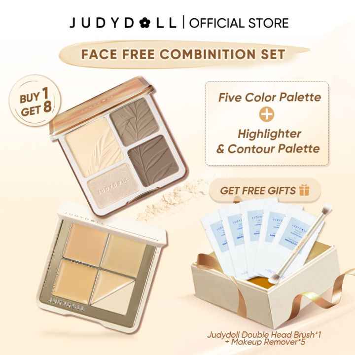 [8 in 1]Judydoll Special Makeup Bundle 1Five Color Palette+1highlighter ...