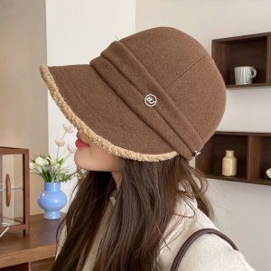LUXELU Đồ nhồi bông Mũ ngư dân Chống gió Có thể điều chỉnh Mũ Panama Thường ngày Chu vi đầu lớn Mũ xô dành cho phụ nữ