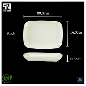 Piring Melamin Persegi Panjang Piring Saji Tebal Warna Warni BPA Free Tahan Panas Anti Pecah