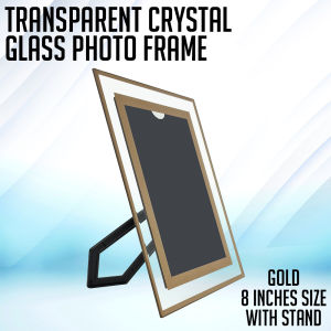 Partner Print - Transparent Crystal Glass Frame with stand Gold/Silver Lining Tabletop Decor