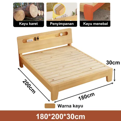 Dipan Tempat Tidur Kayu Solid Dengan Sandaran Empuk Divan Kasur Ranjang Kayu Tempat Tidur dengan Laci