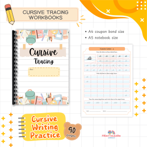✅Cursive Writing Practice Tracing Workbook for Beginners Elementary Pupils Ring bind A4 90 pages