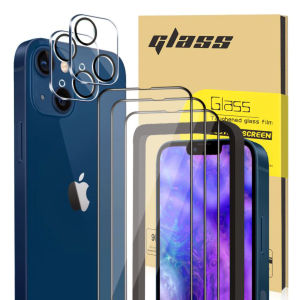 IPhone 13 Series Screen Protector Camera Lens Protector Full Glue Tempered Glass 9H Hardness Ultra Clear View 3+2 Pack