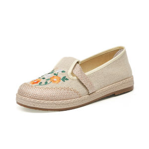 New Summer Trendy WomenS Slip-On Shoes Korean Style Breathable Linen Casual Shoes Chinese Style Fresh Casual Walking Shoes