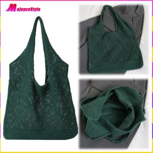 Womens Mesh Crochet Bag Solid Color Cross Body Shoulder Bag for Everyday and Holiday Wear