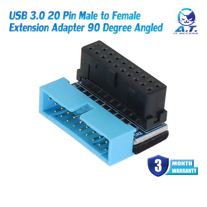 ข้องอ 90 องศา USB 3.0 19PIN/20PIN Male to Female Extension Adapter Down ...