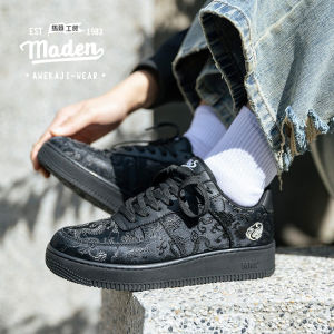 Maden Thương Hiệu Workwear Phong Cách nam thanh niên 2025 Mùa Thu Mới Trường Không Quân Phiên Bản Phong cách Trung Quốc Lụa đệm giày Giày nam Cá Koi Thêu đa năng nhỏ giày đen có đế dày Thể Thao Và Giải Trí giày hợp thời trang