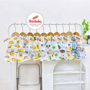 Set 5 bộ cotton giấy ba lỗ mỏng mát nhiều hình in dễ thương cho bé