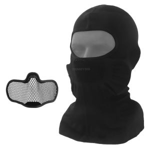 Tactical Balaclava Face Mask High Elasticity Breathable Helmet Inner Cap with Steel Mesh Cover Shooting Headgear for