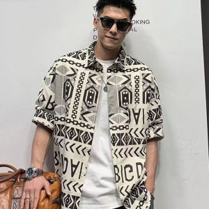 IELGY summer thin printed shirt mens short sleeve