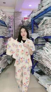Smile Korean design short sleeves 3 in 1 pajamas sets short/long pants for woman plus size