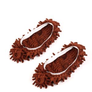 REEBO Comfortable Creative Chenille Indoor Men Lazy Floor Cleaning Slippers Plush Bedroom Shoes Mopping Slippers Cover Dust Mop Slipper Women Slippers