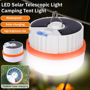 LED Solar Power Telescopic Light Outdoor Portable Emergency Camping Tent Light Waterproof Hanging Lamp Stall Light Lantern