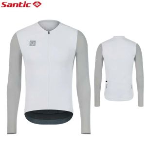 Santic Men Cycling Jersey Breathable Quick Dry Sunscreen Long Sleeve Sports Bicycle Shirt Tops