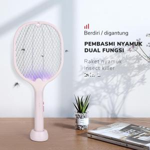 Raket Nyamuk Insect Killer 2 in 1 Bisa Digantung & Portable | Raket Nyamuk LED Ungu 400nm Efektif Perangkap Nyamuk & Serangga | Raket Nyamuk Rechargeable Canggih Tahan Lama | Alat Pembasmi Nyamuk Praktis Aman untuk Rumah & Outdoor