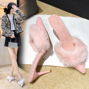 [Free Shipping] New Stylish WomenS High-Heeled Sandals Perfect For Outdoor Wear Featuring A Pointed Toe Thin Heel And A Closed-Toe Design Resembling Mules