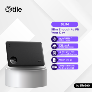 Tile by Life360 Slim Bluetooth Tracker for Wallet Luggage and More. Both iOS and Android Compatible