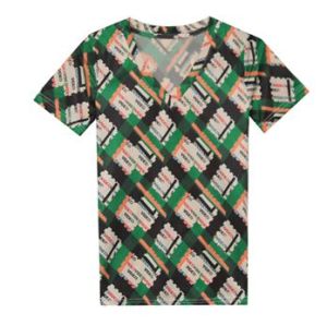 REHIN Womens T-shirt new summer fashion plaid unique patter prints V-neck cotton short-sleeved T-shirts All-match bottoming shirt chic top