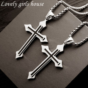Harajuku Street Personality Silver Cross Necklace Wild Pendant Accessories for Men and Women