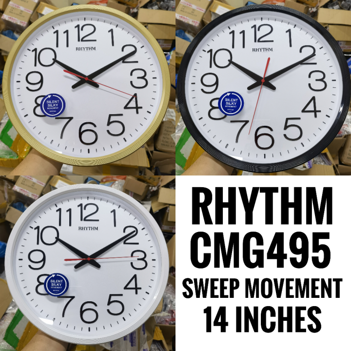 ORIGINAL RHYTHM WALL CLOCK CMG495.34CM 14INCHE.SWEEP MOVEMENT.SILENT