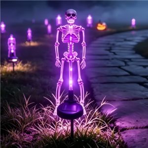Halloween Solar Powered Purple Orange LED Skeleton Garden Lights Outdoor Waterproof Horror Lighting Yard Lawn Path Party Decor