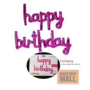 🇲🇾 🏆Hot Selling🔥 Kids Adult Happy Birthday 16 Inche Letter Foil Balloon Set Various Colour Small Connection 生日快乐气球 Belon
