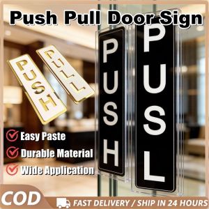 2PCS Acrylic Push Pull Door Signs Sticker Self-Adhesive Decotherapy WaterProof for Doors Gate Window