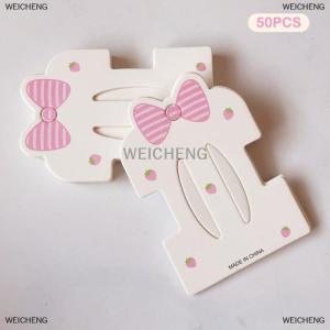 [COD] WEICHENG 50PCS Cute Bowknot Strawberry Dual Card Position Paper Cards For DIY Girls Hair Accessories Display Packaging Cards Retail Tags