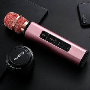 Multifunctional Wireless Bluetooth K Song Microphone with Double Speakers Portable Intelligent Microphone for Mobile Phone Bluetooth Wireless Microphone Handheld K Song Mic USB Mini Home KTV For Music Player Singing