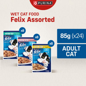 Nestle Purina FELIX Salmon Tuna & Chicken Assorted Adult Cat Wet Food (85g x24)