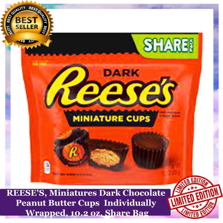 REESE'S, Miniatures Dark Chocolate Peanut Butter Cups Individually ...