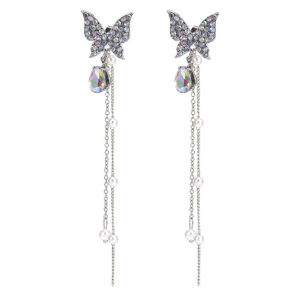 【COD】Sparkling Shiny Butterfly Gems Earrings Hypoallergenic Stud Earrings Party Queen Girls With Safety Screwback Casual Fashion Accessories