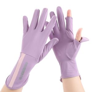 Sarung Tangan Wanita Mobil Tipis Anti Panas UV Touchscreen Ringan Sutra Es Anti Slip