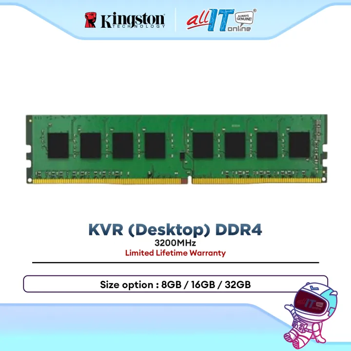 Kingston KVR Desktop (PC) DDR4 2666Mhz / 3200Mhz Value RAM (8GB / 16GB / 32GB)